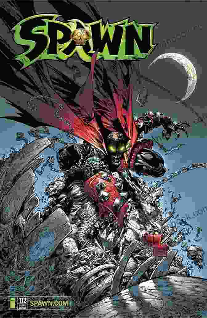 Spawn, The Protagonist Of Spawn 112, Stands Tall And Imposing On The Cover. His Body Is Covered In A Flowing Black Cape, And His Head Is Adorned With Sharp, Demonic Horns. Spawn #112 Brian Holguin